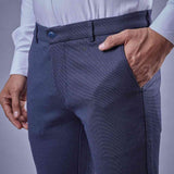 Botanica 4-Way Power Stretch Trouser-Navy – Yarn Dyed Dobby | Breathable Imported Fabric | All-Day Comfort | Office, Party & Casual Wear