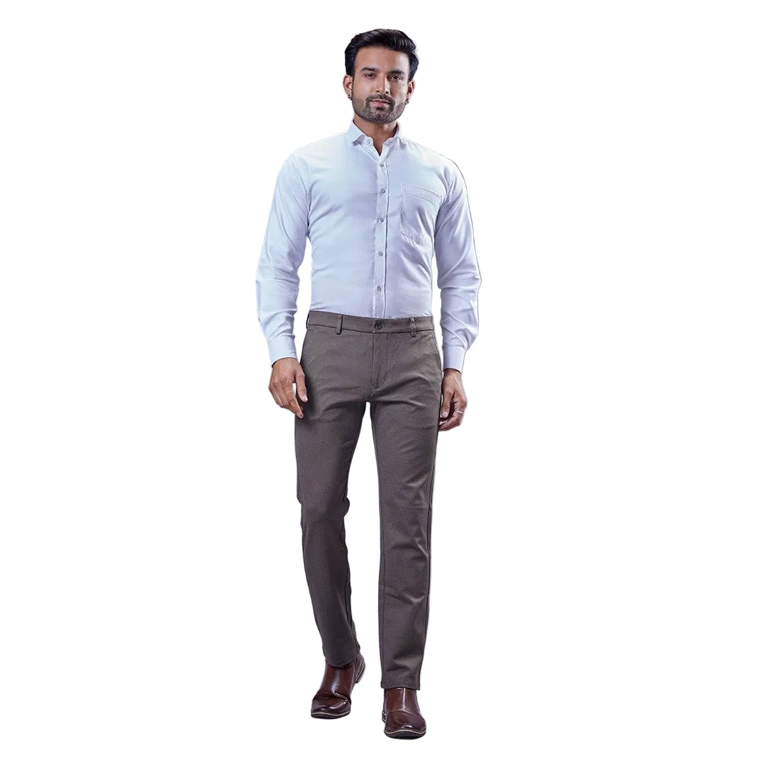 Botanica 4-Way Power Stretch Trouser- Olive – Yarn Dyed Dobby | Breathable Imported Fabric | All-Day Comfort | Office, Party & Casual Wear