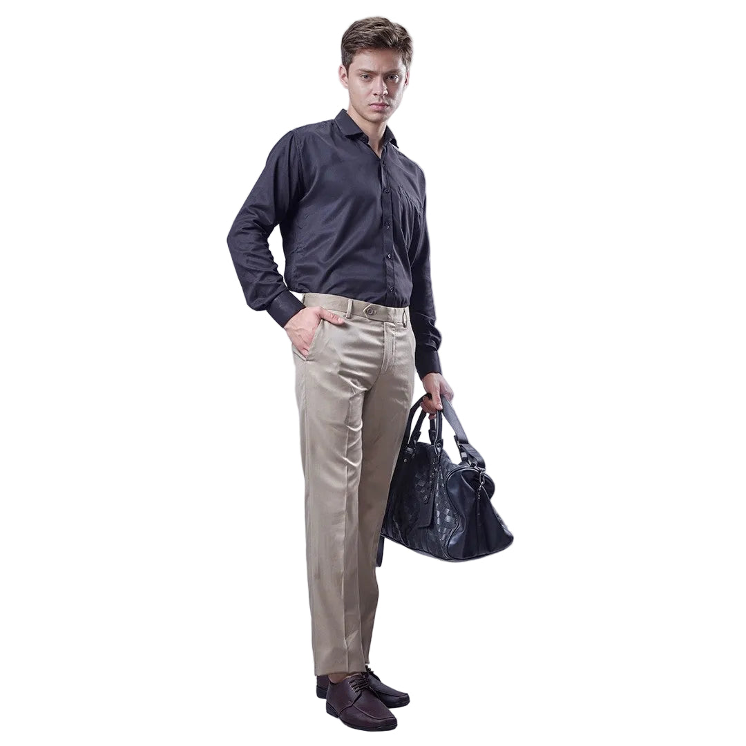 Botanica Premium Cream Formal Trouser – Imported Peach Finish Fabric | Smart Fit | French Fly | Classic Tailoring