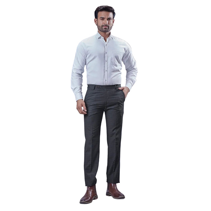 Botanica Men's Smart Fit Formal Trousers – Yarn Dyed Checks Fabric - BLACK