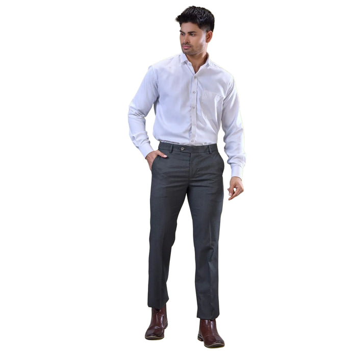 Botanica Men's Formal Melange Trousers - DARK GREY