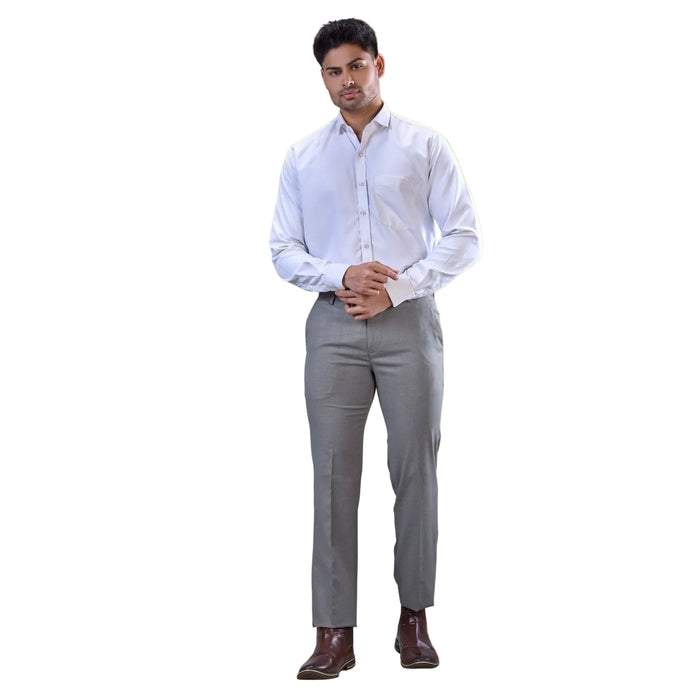 Botanica Men's Formal Melange Trousers - LIGHT GREY