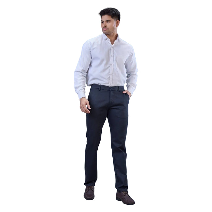 Botanica 4-Way Power Stretch Printed Fabric with Expandable Waist Trouser - NAVY