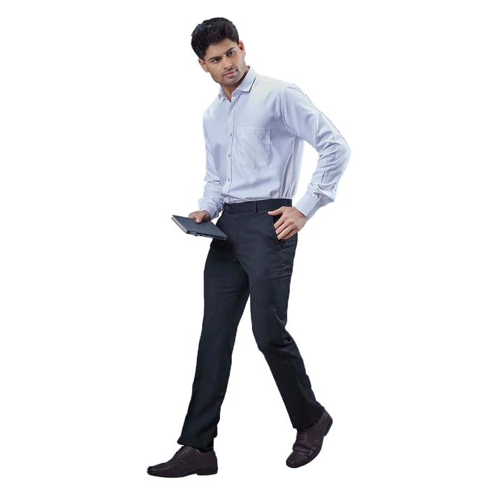 Botanica Men's Smart Fit Formal Trousers – Dobby Checks Fabric - BLACK
