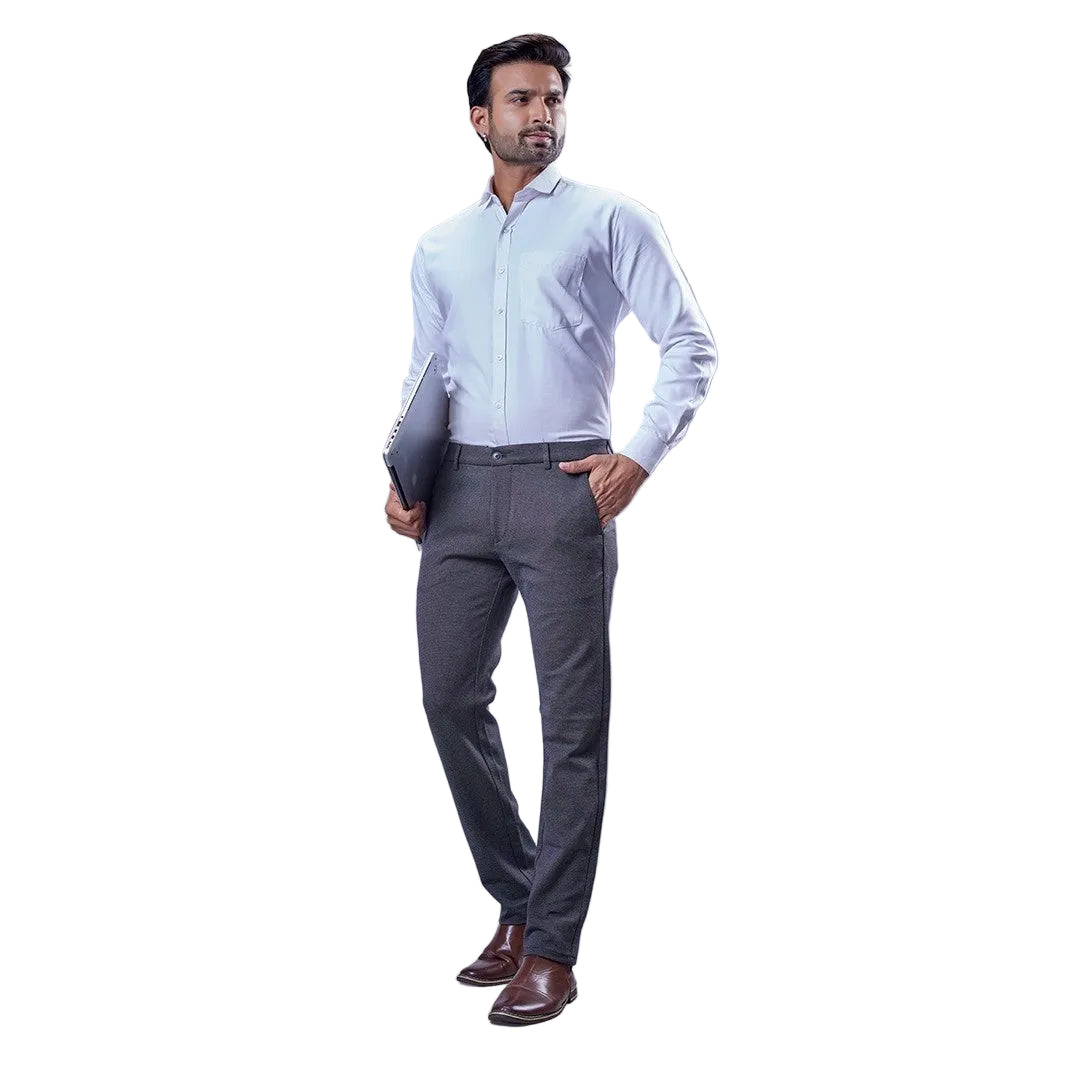 Botanica 4-Way Power Stretch Trouser-Black – Yarn Dyed Dobby | Breathable Imported Fabric | All-Day Comfort | Office, Party & Casual Wear