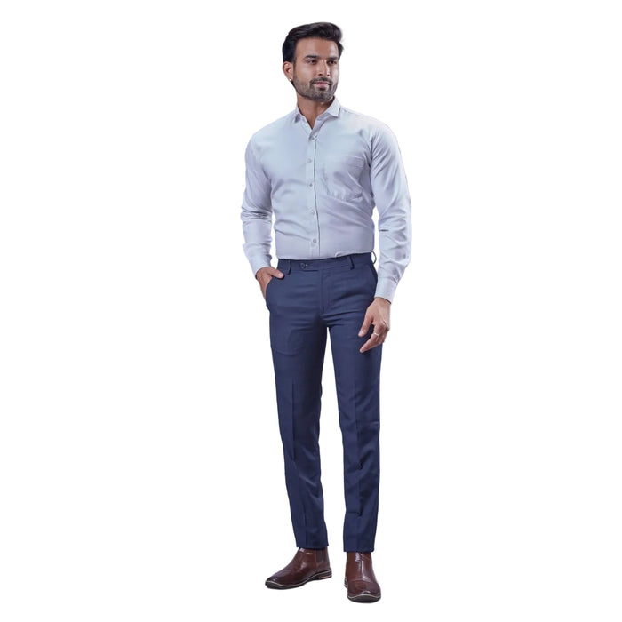 Botanica Men's Formal Self-Checks Trousers - NAVY