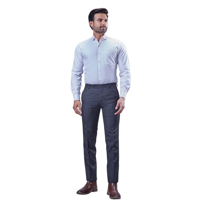 Botanica Men's Formal Self-Checks Trousers - BLACK